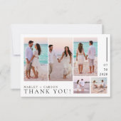 Carte De Remerciements Elegant Photo Collage Modern Wedding (Devant)