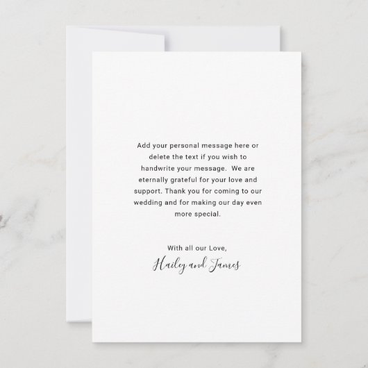 Carte De Remerciements Élégant Photo Mariage moderne (Dos)