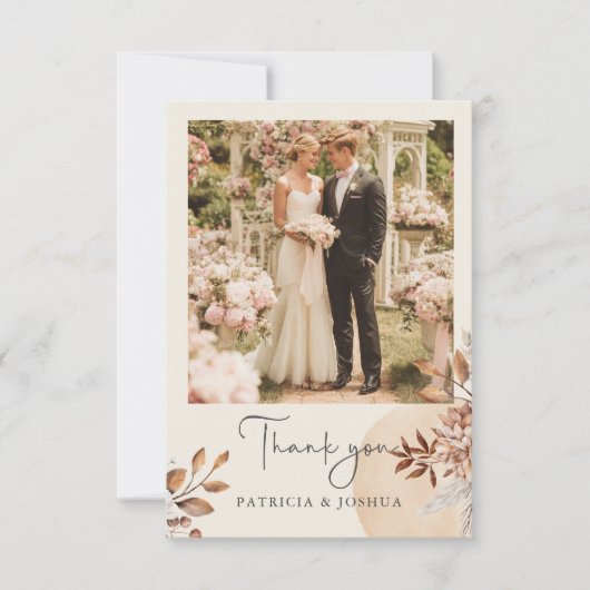 Carte De Remerciements Elegant Photo Rustic Autumn Wedding Thank You Card (Devant)