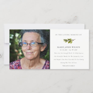 Carte De Remerciements Elegant Pine Branch Photo Sympathy Memorial