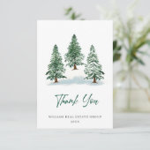 Carte De Remerciements Élégant Pine Tree Noël Entreprise Fête (Debout devant)