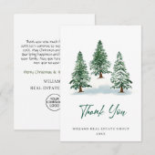 Carte De Remerciements Élégant Pine Tree Noël Entreprise Fête (Devant / Derrière)