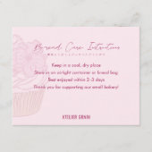 Carte De Remerciements Elegant Pink Cupcake Bread Care Instructions (Devant)