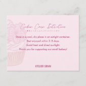 Carte De Remerciements Elegant Pink Cupcake Cookie Care Instructions (Devant)