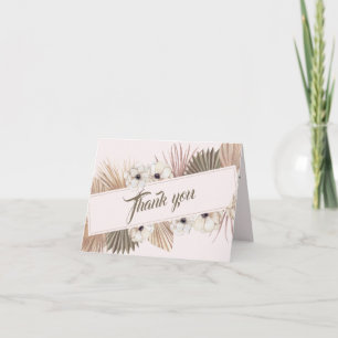 Carte De Remerciements Elegant Pink Gold Floral Photo Wedding