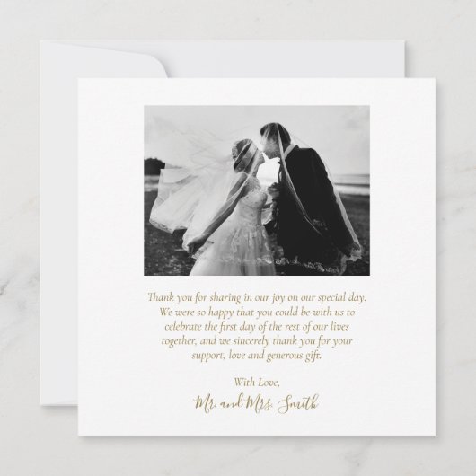 Carte De Remerciements Élégant Pink Gold Script Photo Collage Mariage (Dos)