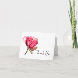 Carte De Remerciements Elegant Pink Magnolia Wedding Thank