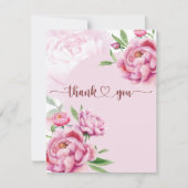 Carte De Remerciements Elegant Pink Peony Thank You (Devant)