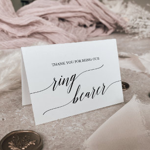 Carte De Remerciements Élégant Porteur de bague de calligraphie noire