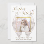 Carte De Remerciements Élégant pour toujours dans nos coeurs Ange Ailes P (Devant)