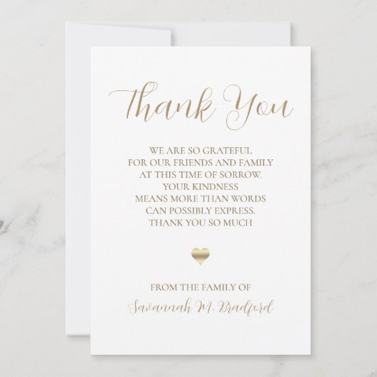 Carte De Remerciements Élégant pour toujours dans nos coeurs Ange Ailes P (Dos)