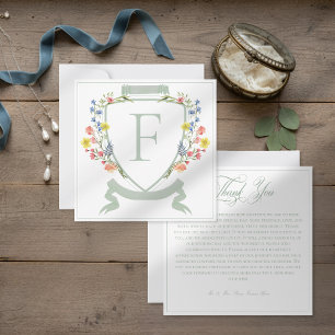 Carte De Remerciements Élégant Poussiéreux Sage Pâle Crête de Fleur Sauva