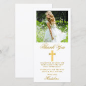 Carte De Remerciements Élégant Premier Saint Communion Or (Devant / Derrière)