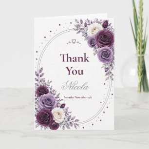 Carte De Remerciements Élégant prune améthyste Sweet 16