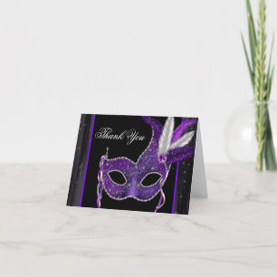 Carte De Remerciements Elegant Purple Masquerade Party Thank You Card