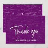 Carte De Remerciements Elegant Purple Mathematics Formulas Graduation (Devant / Derrière)