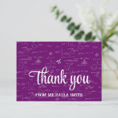 Carte De Remerciements Elegant Purple Script Mathematics Graduation Thank (Debout devant)