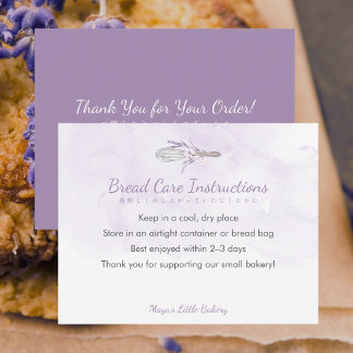 Carte De Remerciements Elegant Purple Whisk Bread Care Instructions