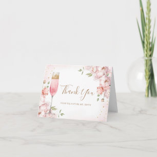 Carte De Remerciements Élégant Réception de Mariage Fleurs Roses Brunch &