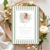 Carte De Remerciements Elegant Religious Sage Green Boy Baptism