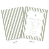 Carte De Remerciements Elegant Religious Sage Green Boy Baptism