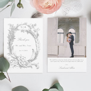 Carte De Remerciements Élégant Rococo Floral Français