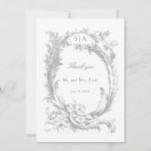 Carte De Remerciements Élégant Rococo Floral Français (Devant)