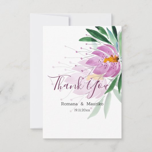 Carte De Remerciements Élégant romantique violet lotus aquarelle Art (Devant)