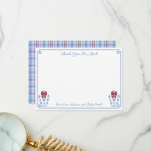 Carte De Remerciements Élégant Rose Blanc Bleu Noël Enterrement de Vie de