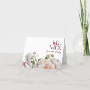 Carte De Remerciements Élégant rose blanc Mariage de pivoines florales