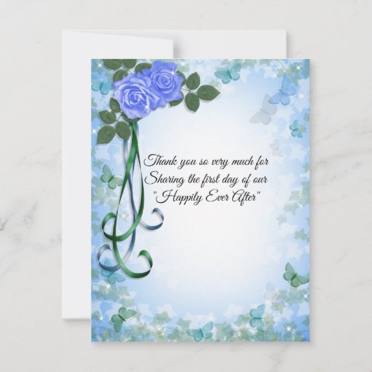 Carte de remerciements élégant Rose bleu (Dos)