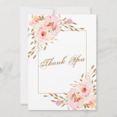 Carte De Remerciements Elégant rose Blush or Floral Mariage Photo (Devant)