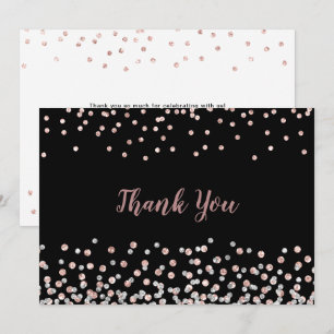 Carte De Remerciements Elégant Rose d'argent or Confetti