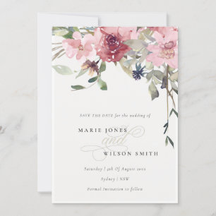 Carte De Remerciements Elégant Rose de Dusky Blush Floral Enregistrer la 