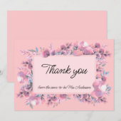 Carte De Remerciements Élégant Rose Dusty Floral (Devant / Derrière)