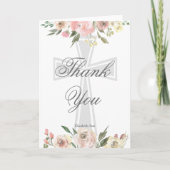 Carte De Remerciements Élégant rose Floral Chrétien Confirmation Personna (Devant)