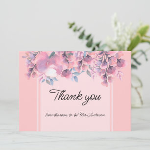 Carte De Remerciements Élégant Rose floral Dusty