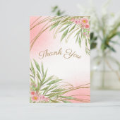 Carte De Remerciements Elégant rose Floral Verdure Aquarelle moderne (Debout devant)