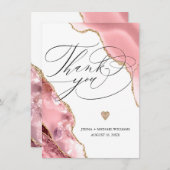 Carte De Remerciements Élégant Rose Gold Agate Parties scintillant Mariag (Devant / Derrière)