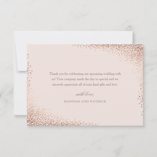 Carte De Remerciements Élégant Rose Gold Baby Shower pour Mariage (Dos)