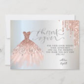 Carte De Remerciements Elégant Rose Gold Drives Chic Robe Rose Or (Devant)