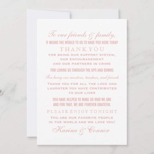 Carte De Remerciements Elégant Rose Gold et Mariage blanc invité (Devant)