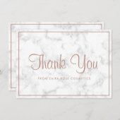 Carte De Remerciements Élégant Rose Gold Marble Moderne (Devant / Derrière)