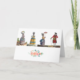 Carte De Remerciements Élégant rose, Jaune Fleur Régence De Mode Français