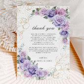 Carte De Remerciements Élégant Rose Lavender violet Lavender Mariage