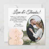 Carte De Remerciements Élégant Rose Pale Peach avec Mariage Oval (Devant)