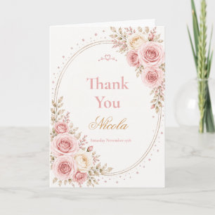 Carte De Remerciements Élégant Rose Pâle Sweet 16
