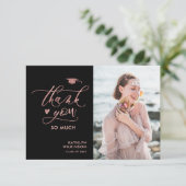 Carte De Remerciements Élégant Rose Parties scintillant or Script Photo G (Debout devant)