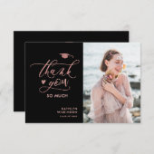 Carte De Remerciements Élégant Rose Parties scintillant or Script Photo G (Devant / Derrière)