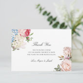 Carte De Remerciements Élégant rose rose florale (Debout devant)